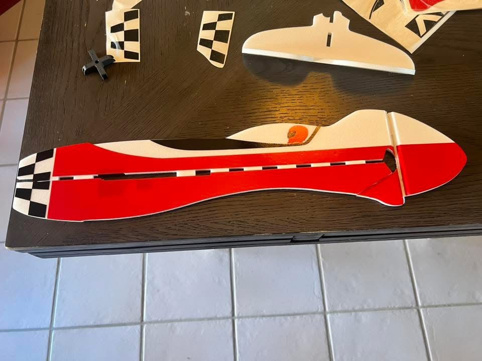 Unbuilt GeeBee Fuselage on a table 